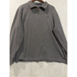 Vintage Polo Ralph Lauren Mens XL Sweater 1/4 Zip Pullover Logo Gray Long Sleeve